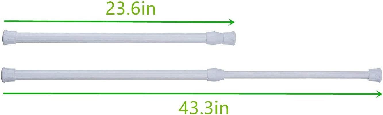 6 pack spring tension curtain rod, 23.6-43.3 inches tension rods cupboard bars adjustable spring steel tensions rod shower rod closet rod 23.6-43.3 inch white