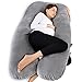 Meiz Full Pregnancy Pillow with Hypoallergenic Velvet Cover - Maternity Body Pillow 60 Inch (Classic Gray)