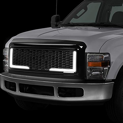Dna Motoring Grf-Lb-018-T6 Gloss Black Led Light Bar Badgeless Honeycomb Mesh Front Bumper Grille Guard Compatible With 08-10 F-250 / F-350 / F-450 / F-550 #TOP6