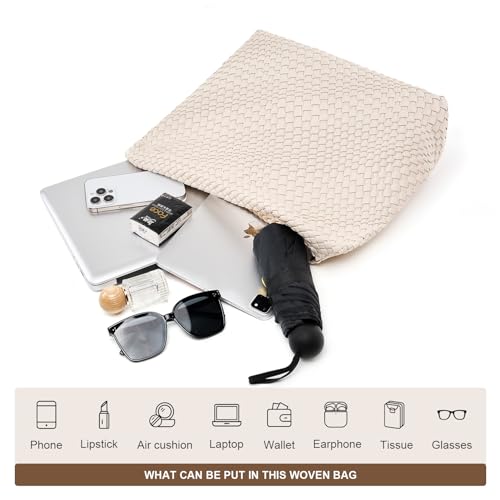 Image of MELOLILA Large Woven Tote Bag for Women Weave Purse Woven Leather Handbag