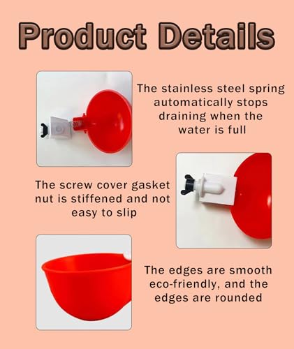 Image of 10 Pcs Chicken Feeder and Drinker, Chicken Feeder Cup, Poultry Farm Equipment Poultry Automatic Drinking Bowl