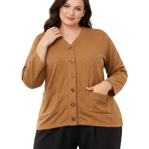 Image of Women's Woolen V-Neck Buttoned Full Sleeve Cardigan, Self Design, Winter Wear Sweater with Front Pockets, Stylish Outdoor and Office Wear