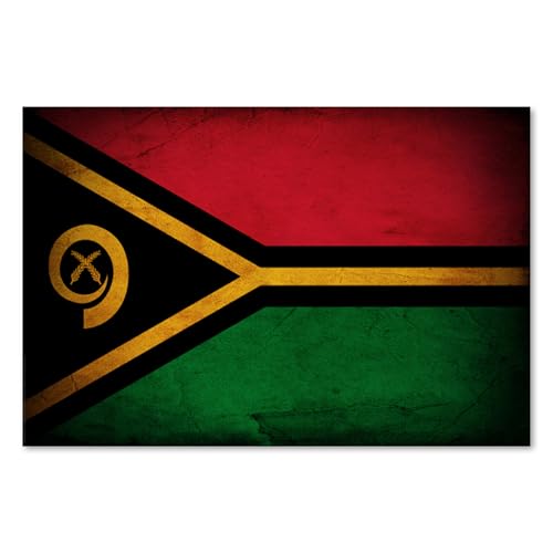 Postereck - 0390 - Drapeau vintage, Vanuatu, Port Vila. Art Mural Impression – Décoration éducation, patriotique, Poster - Affiche - DIN A3 29,7 cm x 42,0 cm