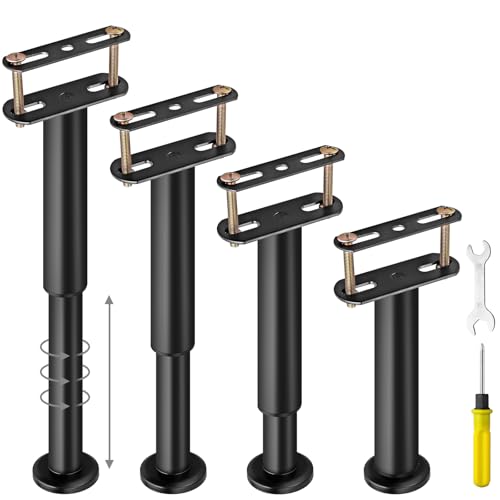 Tanice Patas para Muebles 4PCS 18-32cm Pie de Cama Regulables con Destornillador y Llave Inglesa Pies de Muebles de Acero para Cama Sofas Armarios Gabinetes
