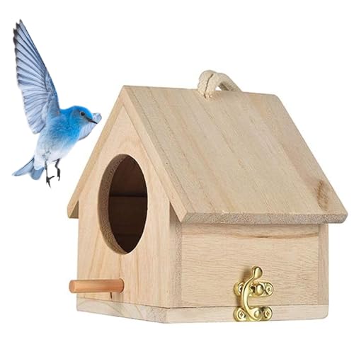 Tfwadmx Wooden Bird House, Hanging Birdhouse for Outside, Garden Patio Decorative Nest Box Bird House for Robin Budgie Swallow Little Sparrow Finch Throstle or Medium Size Birds