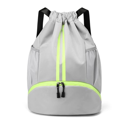 Image of JELUTAR Drawstring Backpack Gym Bag with Shoes Compartment, Grey