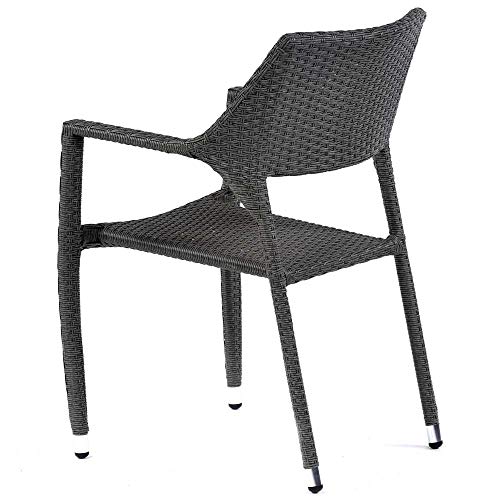 BrackenStyle Oasis Stacking Rattan Garden Armchair - Patio Arm Chair With Dark Grey Cushion - Image 4