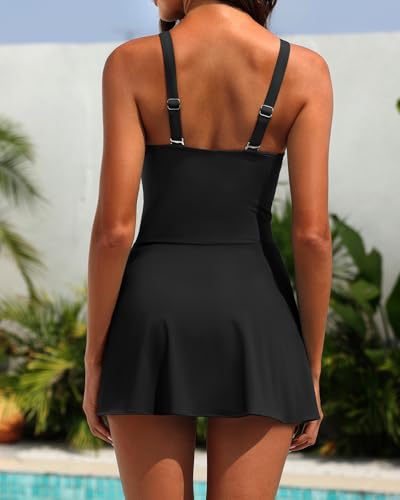 Tempt Me Women One Piece Swim Dress 2025 Tummy Control Swimsuit with Skirt Wrap Tie Side Swimdress Bathing Suit4