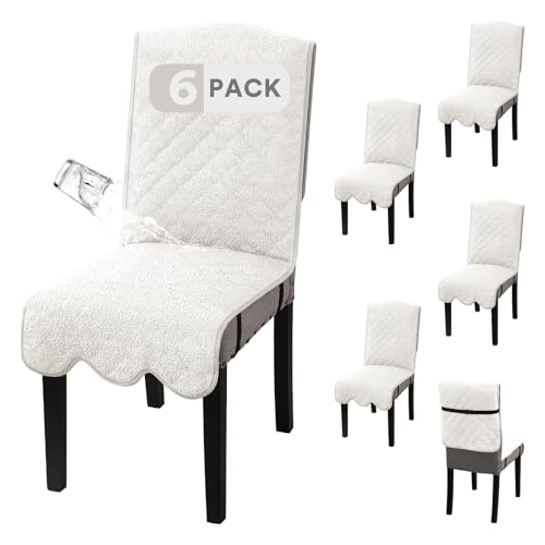 H.VERSAILTEX 100% Teddy Fleece Waterproof Dining Chair Covers, Charcoal