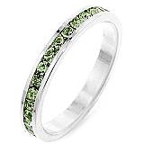 AGNES CREATIONS/ Women's Ring "Amelia" Wedding Ring - Rhodium-Plated - Green Zirconium - Size 54, Zirconium, Sapphire Peridot Amethyst Ruby Aquamarine