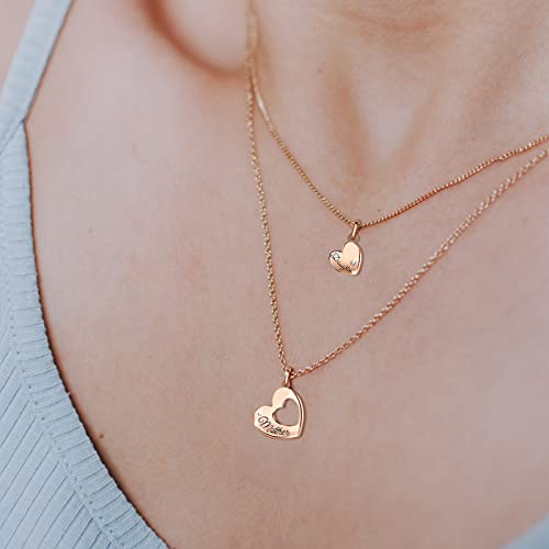 INFUSEU Sterling Silver Mother Daughter Necklaces Small Heart Matching Set for Mothers Day Birthday Gifts, 20"+18" Chain3