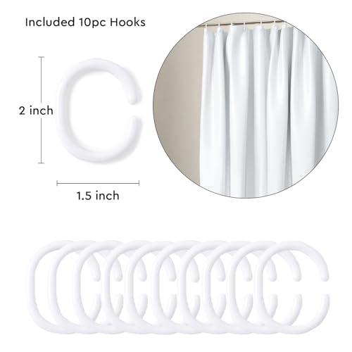 Image of Encasa XO Waterproof Shower Curtain for Bathroom 7 x 6 feet(183x213 cm), Anti-Fungal Polyester Washroom Curtain with 12 Hooks, Wet & Dry Partition Toilet Curtains ZZ White