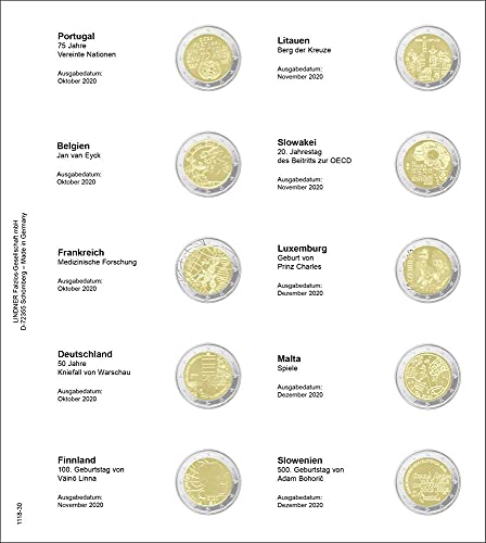 Feuille numismatique Karat 2 Euro 2020 finissez votre album Lindner