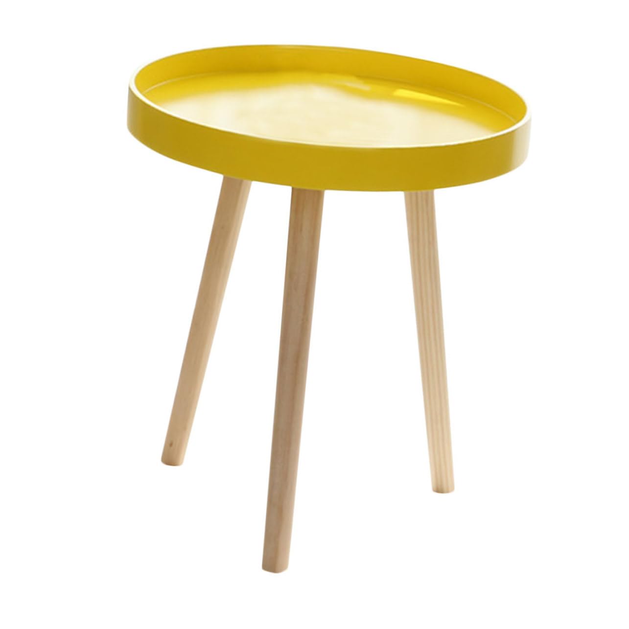 Petite table jaune en bois pour ranger et meubler un recoin étroit