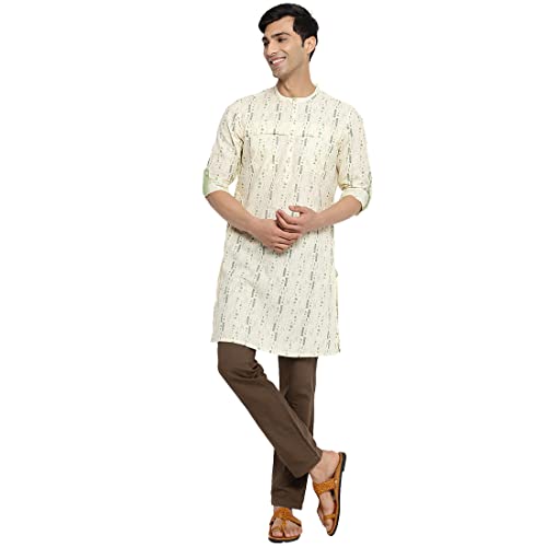 Image of Fabindia Men's Cotton Printed Slim Kurta