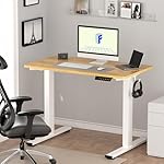 FLEXISPOT EN1 One Piece Standing Desk, 48 x 24 Inches Height Adjustable Desk Electric Stand up Desk Home Office Table for Computer Laptop (White Frame + Maple Desktop) - Image 2