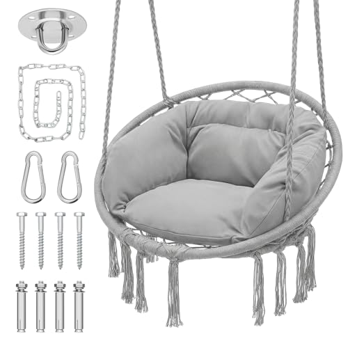 Monibloom Hanging Hammock Chair with Full Cushion, Adults Indoor Hammock