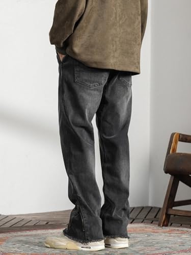 Jeans Pants Trouser Denim Retro Washed Autumn Winter Men's Zipper Handsome Street Straight Leg Spring2