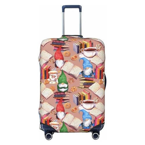 Gnomes Books Tea Cups For Travel Luggage Cover Suitcase Protector Fits 18-32 Inch Travel Luggage Protector Elastic Luggage Anti-Scratch Suitcase Cover