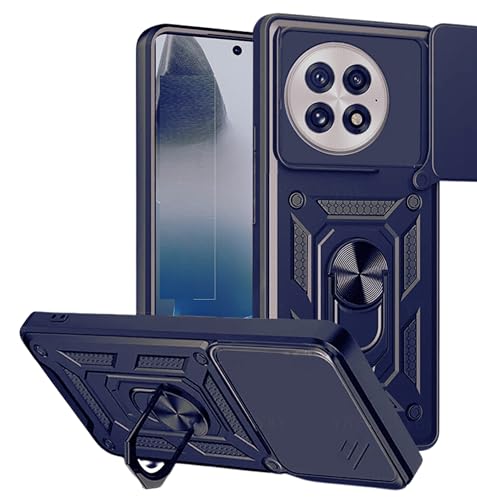 Image of Spazy Case OnePlus 13 5G Back Cover | Heavy Duty Hybrid Case with 360 Degree Rotating Finger Ring Holder + Slider Shutter Camera Protection Cover for OnePlus 13 5G - Blue