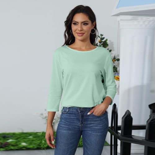 34-Length-Sleeve-Womens-Tops-Casual-Loose-Fit-Crewneck-T-Shirts-Cute-Solid-Summer-Tops-2024