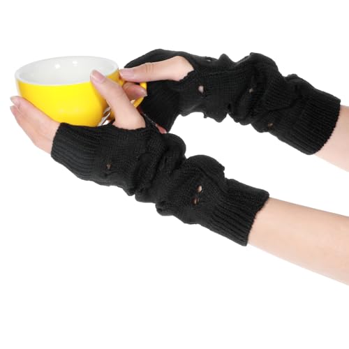 Y2K Arm Warmers Black for Winter - Fingerless Arm Warmers Emo Grunge Accessories Fingerless Gloves Emo Clothes Goth Gloves