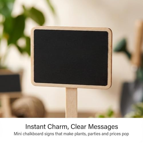 Mini tableau noir en bois avec piquets stables pour message - 5