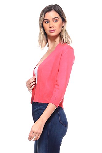 Image of Cielo Women's Soft Solid Open Front 3 /4 Sleeve Sweater Cardigan
