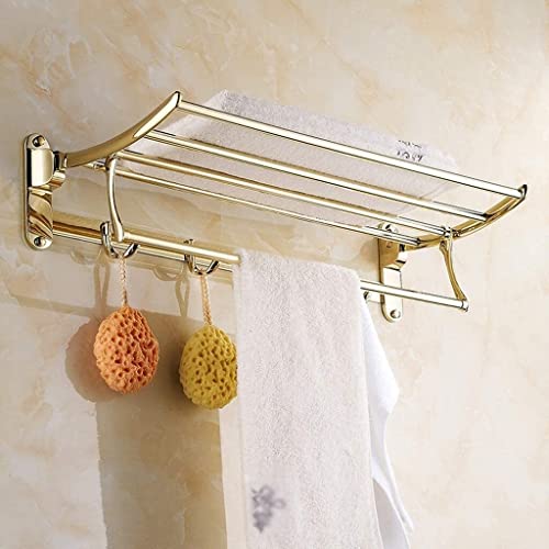 Support serviette mural or et pliable pour drap de bain et douche - 7