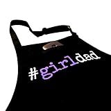 Girl Dad BBQ Apron, Grill Apron, Chef Apron, Funny Black Kitchen Apron with 3 Pockets, 100% Cotton Durable Professional Quality