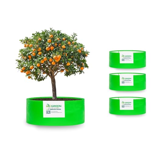 Image of HDPE Grow Bags for Plants 18X12 Inch (Pack of 4) | 260 GSM Heavy Duty UV-Protected Round Green Colour Plant Bags for Terrace and Vegetable Gardening | Strong & Reusable|