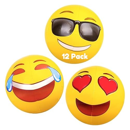 Product Image of the Coconut Float Emoji Beach Ball 12 Pack - 18 Inch Inflatable Beach Balls - Great...