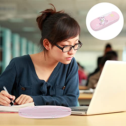 Healifty Kinder-Einhorn-Halter, tragbare Muschel-Leder-Brillen, Verwendung zu Hause, beständige Lesehüllen, rosa Brillenrahmen für Mädchen, PU-Hülle, Brille für widerstandsfähige Behälter