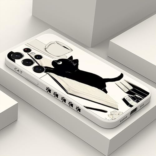 Coque Samsung S21 Ultra chat blanc et fleurs pour sublimer votre style au quotidien