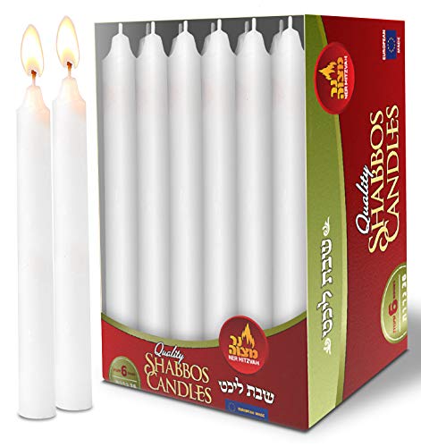Ner Mitzvah Classic White Shabbat Candles, Dinner Tables, Restaurants, Ceremonies and Emergency - 6 Hour Burn Time - (30 Pack) - European Made
