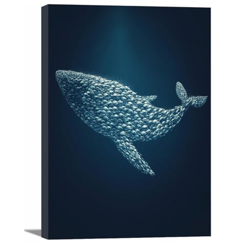 Poster moderne animaux abstraits bleu marine pour habiller un mur vide de salle de bains