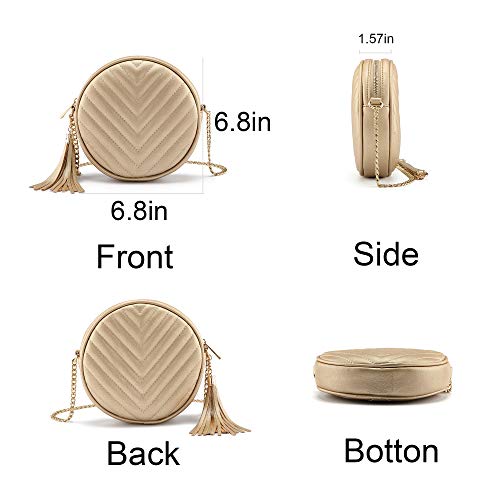 Image of Ayliss Women Crossbody Shoulder Bag Circle Tassel Purse Clutch Evening Small PU leather Handbag Fashion Wallet With Chain