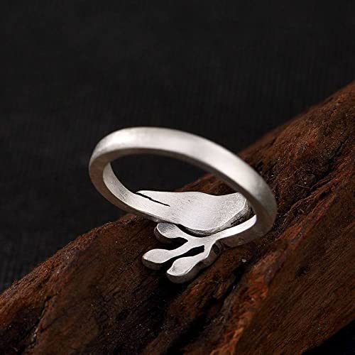Bague ajustable en argent S925 style rétro avec pie ciselée à la main - 2