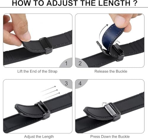 Image of Magnetic Leather Bands Compatible with Apple Watch 49mm 46mm 45mm 44mm 42mm | Genuine Leather with Magnetic Buckle for iWatch Ultra 2 Ultra SE Series 10 9 8 7 5 4 3