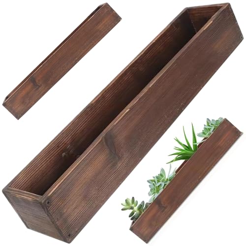 Macetero de madera rústica rectangular para ahorrar espacio en ventanas con suculentas 5