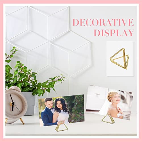 Image of Epakh 100 Pcs Place Card Holder for Table Card Holders for Wedding Triangle Shape Table Number Picture Clips Stand for Centerpiece Anniversary Party (Gold)