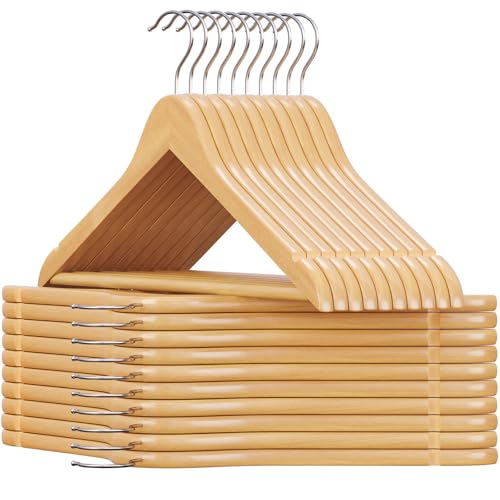 SONGMICS Solid Wood Hangers, 20-Pack with Notches