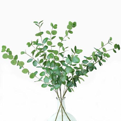 Avoik Lot de 3 Plantes Artificielles, 85 cm Tiges d'eucalyptus Artificielles Branches de Feuilles Plantes à Feuilles en Soie Artificielle Printemps-été pour Mariage Bureau Ferme Décoration Maison