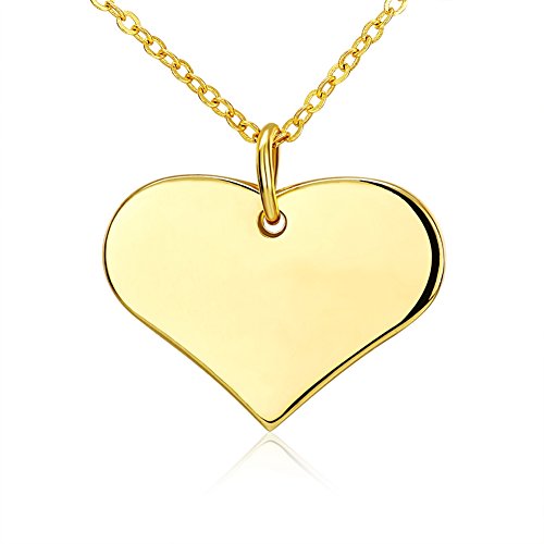 Collar de mujer de Styleziel de oro de 18K, con colgante con forma de corazón, 50 cm 2161