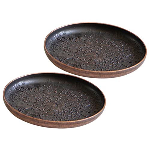 ULDIGI 2Pcs Vintage Copper Tea Saucers Elegant Teacup Coaster for Home Office Tearoom Easy to Clean for Tea Lovers