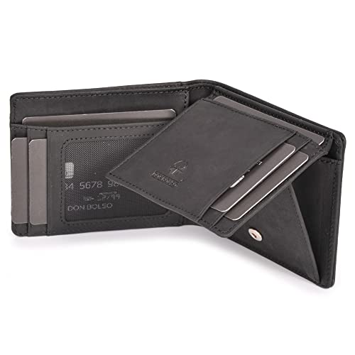 DONBOLSO® Portefeuille Bruxelles I en Cuir véritable I Portefeuille avec Protection RFID I Jusqu'à 12 Cartes I Portefeuille pour Homme et Femme Intelligent