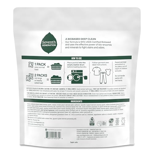 Image of Seventh Generation Laundry Detergent Packs,Lavender,Biobased Deep Clean,EPA Safer Choice Certified,64 Count (Pack of 2)