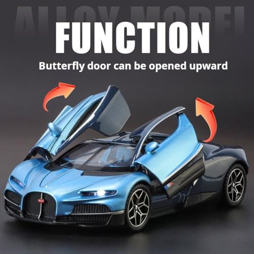 Image of MashesMetal Diecast Bugatti Tourbillon Car Model 1:32 Scale Pull Back Toy Car with Light & Sound Premium Sports Car Model for Kids & Collectors
