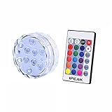 IPEAK 10-LED RGB Submersible LED Light, Multi Color Waterproof Wedding Party Vase Base Floral Light + Remote Control