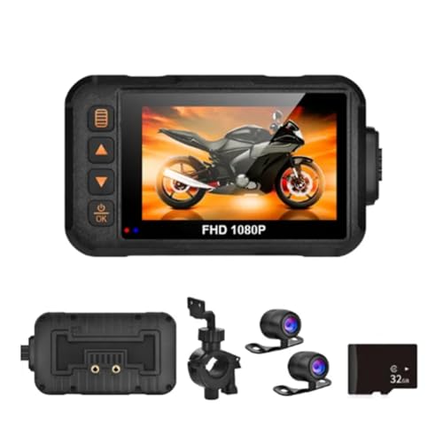 Caméra moto 1080p étanche avec écran 3" et DVR de sécurité